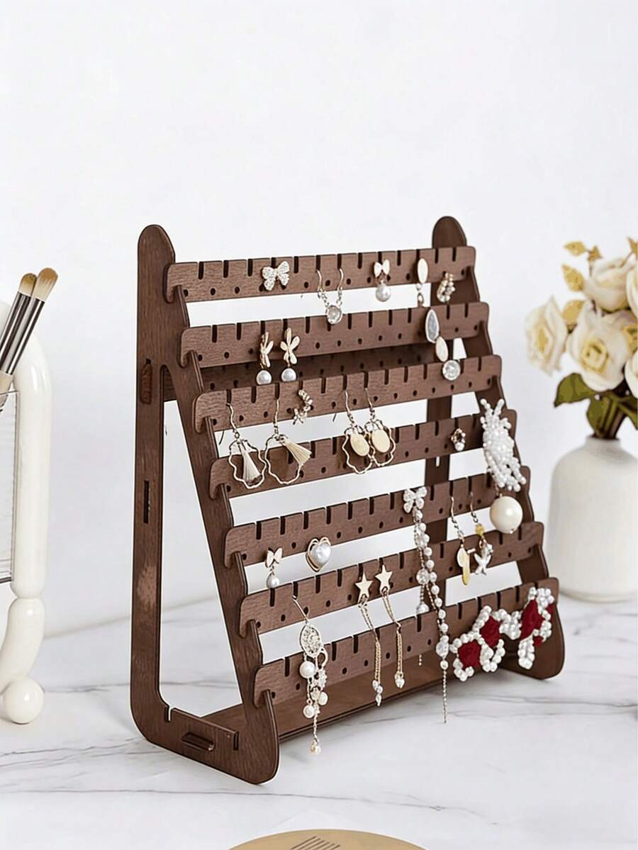 1个木质多层耳环架，大容量耳环收纳展示架，家用 - 彩色 - 查看 1