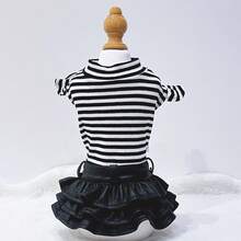 1pc Happy Pet Printed Jumper Dress, High-Quality Fabric, Suitable For Spring And Winter - Black and White - View 12
