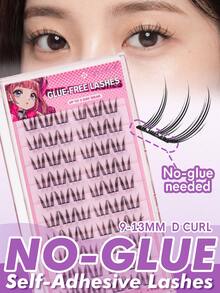 GENIELASH 60 Pieces Of Fluffy, Self-Adhesive False Eyelash Clusters, Mixed Length Set, No Glue Needed, Fluffy Individual Lashes, DIY Self-Adhesive Eyelash Extensions, Pre-Glued Eyelash Clusters, Natural D-Curl Effect Eyelash Clusters, No Glue Or Makeup Remover Needed, False Eyelashes, Eyelash Clusters, Individual Lashes, False Eyelashes (11) - D - View 1