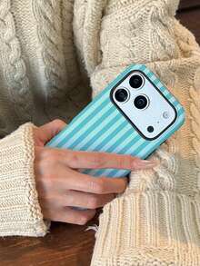 1pc Mint Green Striped Pattern Phone 17 Pro Max Case, Suitable For Phone 16 Pro Max, 15 Pro Max, 14 Pro Max, Korean Stylish And Interesting Phone Case, Compatible With 11/12/13/14/15/16 Pro Max Plus, Elegant Design For Both Men And Women, Ideal Gift For Christmas, Valentine's Day, Easter, Wedding Season And Birthday For Girlfriend - Multicolor - View 8