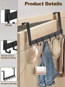 重型门挂钩，大号门挂式毛巾架，带 8/7/6 个挂钩，经久耐用，易于安装，适用于浴室、卧室、厨房，可悬挂毛巾、外套等。 - 白色 - 查看 11