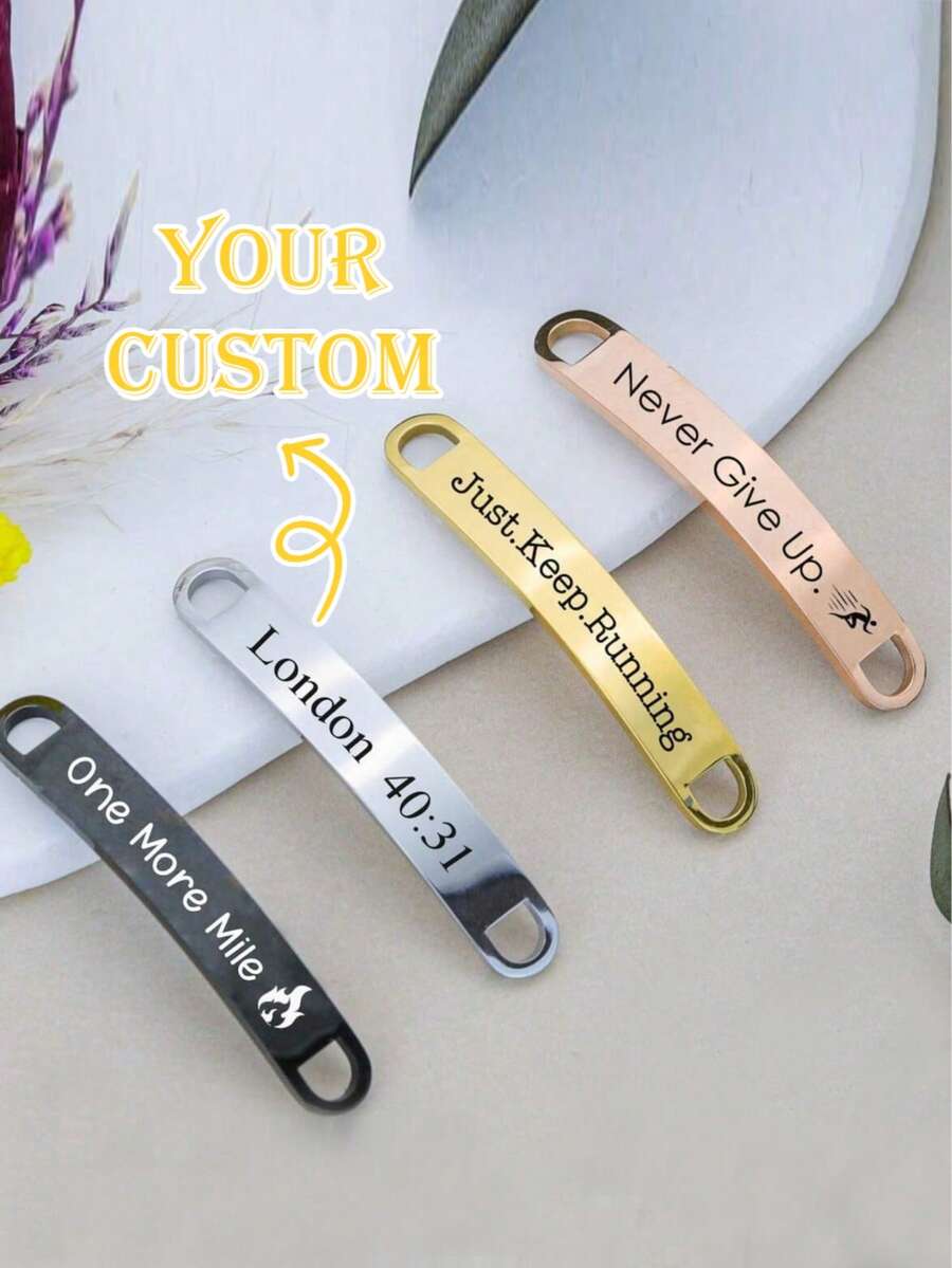 Custom Metal Running Shoe ID Tags - Personalized Engraved Shoe Lace Charms For Runners & Cyclists - Marathon Gift, Race Accessories, Anti-Lost Shoe Tags,Art Activities For Children,Chic Design ,Diy Kits - Multicolor - View 1