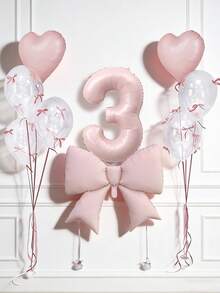 Set Dekorasi Ulang Tahun, Balon Foil Pita Satin Merah/Merah Muda/Krem Ukuran Besar, Balon Angka Ulang Tahun 0-9 Merah Ukuran 40 Inci, Balon Hati Merah Ukuran 18 Inci, Balon Lateks Transparan (Dengan Pita Balon), Cocok Untuk Pesta Ulang Tahun, Perayaan, dan Acara Lainnya - Set Balon Hati Angka Pita Merah Muda - View 22