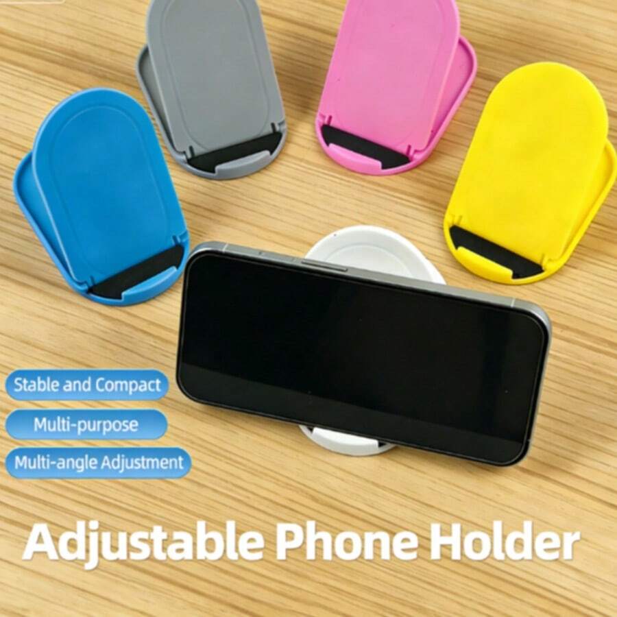 Mini Foldable Silicone 1pc Oval Foldable Phone Stand Made Of Lightweight Plastic With Non-Slip Silicone Pad Convenient Folding Design For Easy Portability And Storage Suitable For Office Work Online Classes Binge Watching Travel Scenarios Practical Pocket-Sized Support Accessory Spring Easter - Multicolor - View 1