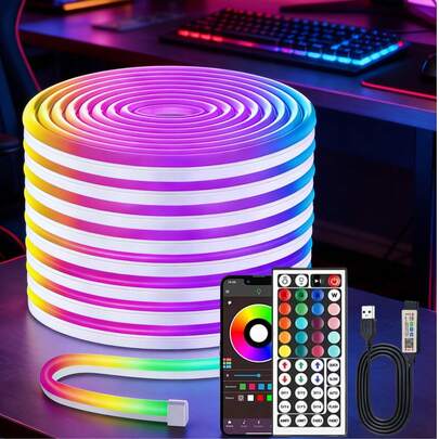 1 Set USB Powered LED Light Strip With 44-Key IR Remote Control,LED Strip Light, Flexible Neon, Adjustable Color Modes, Self-Adhesive Backing, Suitable For TV, Computer Screens, Festival, Bedroom, Home Decor,Christmas, DIY, Home, Floral Decoration