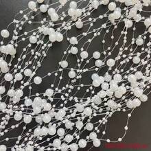 1 Rollo/197 Pulgadas/500cm Cadena de cuentas de línea de pesca de cielo estrellado 8+3, Cadena de cuentas de perlas falsas, Decoración de ramo de boda, Accesorios de joyería DIY, Suministros de joyería hecha a mano, Accesorios para el cabello de novia, Hallazgos de collares y pulseras - Blanco - Ver 15