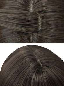 12-Inch Long Synthetic Wig Featuring A Natural Wavy Style In A Stunning Brown.. Designed With Bangs , It Is Crafted From Heat-Resistant Fiber To Ensure Durability. This False Hairpiece Is Perfect For Daily Use, Offering A Natural And Realistic Appearance That Mimics Real Human Hair - Brown - View 5