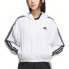 adidas 3-Stripes 輕運動休閒連帽寬鬆條紋夾克外套 女款 白色 - 白色 - 查看 4