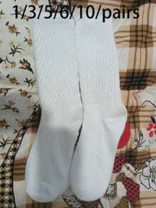 3双装 女式韩版夏季百搭绒袜，学院风洛丽塔袜，纯色长袜（仅袜子，不含袜板） - 白色 - 查看 9