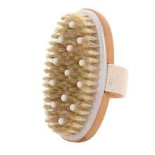 1pc Dry Body Brush, Natural Boar Bristle, Exfoliating Body Brush, Anti-Cellulite Bath Brush With Massage Nodules, Suitable For Dry Skin, Promotes Blood Circulation And Lymphatic Drainage - Multicolor - View 4
