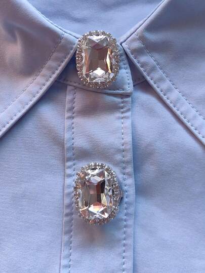 Bộ 2 chiếc khuy áo sơ mi họa tiết hoa văn trang nhã, kẹp cài khuy áo, khuy cài áo đính pha lê thời trang, thích hợp để trang trí vest và váy cưới.