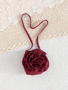 Girls' Cap Sleeve Jumpsuit With Floral Bag, Comfortable & Fashionable For Spring/Summer - Burgundy - View 7