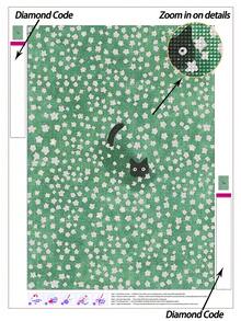 |5D DIY钻石画|绿花丛中窥视的黑猫DIY钻石画套装，可爱的黑猫从精致的白色花丛中探出头来，柔和的绿色背景，充满奇思妙想的趣味美感。手工装饰画，5D DIY刺绣马赛克艺术，打造属于你自己的DIY墙面艺术，享受动手乐趣，送给朋友的最佳礼物 - 無框 - 查看 1