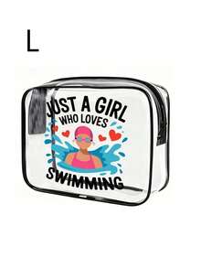 "Nur ein Mädchen, das Schwimmen liebt" Aufdruck PVC Schwimm-Aufbewahrungstasche, Badeanzug Aufbewahrungstasche, PVC Reise-Organizer Tasche mit Reißverschluss - leicht, farbbeständig, Make-up & Kulturtasche für Frauen & Mädchen - Verschiedenfarbig - Übersicht 12