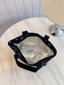 便携式保温午餐包；加厚可爱水果图案学生午餐包；蝴蝶结波点印花午餐包 - 黑色 - 查看 9