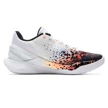 Under Armour Zapatillas de baloncesto CURRY 2 Zapatillas de entrenamiento de baloncesto para bases, de caña baja, parte superior de textil moldeado, zapatillas deportivas ligeras, grosor de la suela 3,5 cm, se recomienda pedir 0,5-1 talla talla grande grande, 3026277-100 - Blanco/Negro - Ver 2