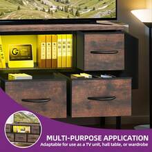 BALCONERA Living Room TV Furniture & TV Cabinet With RGB LED Lighting, 5 Foldable Drawers And Shelves - Brown - View 10