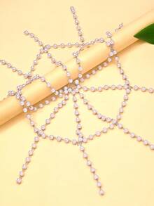 1pc New Arrival Pearl Headpiece, Tassel Hair Accessory, Elegant Hair Chain - Silver - View 5