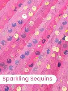 Girls Sparkle Sequin Skirt, New Fashion Children's Clothing, Stylish Dance Short Tulle Skirt - Hot Pink - View 6