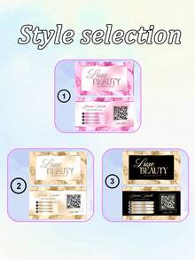 200/500/1000pcs Customized Luxury Beauty Business Card Template, Personalized Marble & Gold Glitter Business Card With QR Code, Suitable For Eyelash Technicians, Beauticians And Influencers - Multicolor - View 2