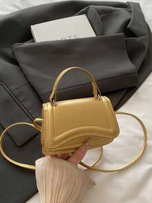 新款时尚简约休闲百搭手提包，优雅别致女士单肩斜挎包 - 金色 - 查看 7