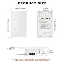 通用型 WIFI 智能触摸灯开关，无需零线，2.5D 塑料边框，可选 1/2/3/4 位开关，兼容 Alexa 语音控制、APP 远程控制、定时功能、背光触摸，适用于 10-400W LED/白炽灯泡，阻燃 PC+钢化玻璃面板，家用共享 - 彩色 - 查看 4