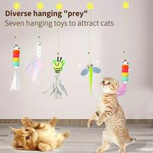 1pc Cat Toy With Bell And Chew Rope, Fluttering Dragonfly Design - Interactive Teaser Wand, Door Swing And Hanging Cat Toy - Multicolor - View 6
