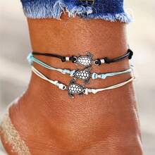 1/3pcs Vintage Turtle Anklet Set, Unique Bohemian Style, Handmade, Adjustable, Perfect For Sunny Beach Vibes, Suitable For Women's Daily Beach Wear, Thoughtful Gift Set - Multicolor - View 9
