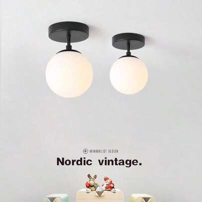 1pc Nordic Style Minimalist Ceiling Light, Suitable For Balcony, Corridor, Entrance, Foyer, E27 Socket, Hard-Wired, Bulb Not Included