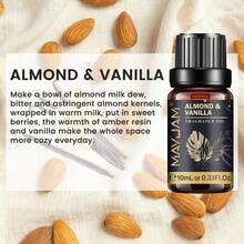 MAYJAM 1瓶10毫升杏仁香草香氛精油，适用于香薰机、加湿器、DIY手工皂、蜡烛制作、家庭香薰、空气净化、办公室放松，持久留香 - 杏仁和香草 - 查看 13