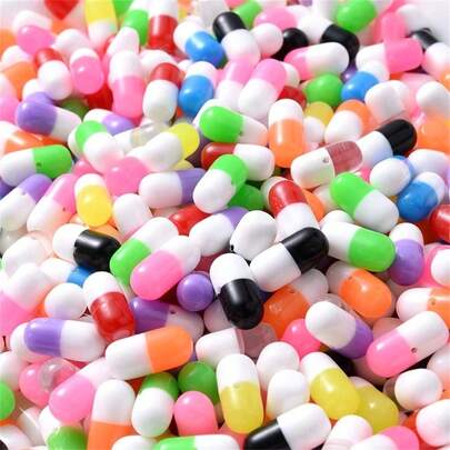 100pcs Colorful Half Hole Fake Pill Beads For DIY Earring Making