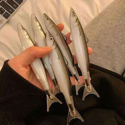 2pcs Dried Fish Pen + 3pcs Refills, Realistic Dried Fish Pen, Korean Cartoon Fish Shaped Ballpoint Pen, Novelty Pen, Dried Fish Pen Bag Set, Suitable For Back To School Season Funny Pen, Unisex Neutral Pen, Creative Stationery Set