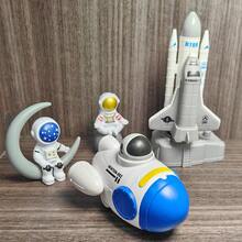 Rocket Spaceship Toy That Can Take Off, Press To Launch Rocket Spaceship Toy Car, Astronaut Figurine, Ideal Gift For Birthday Party - White - View 3