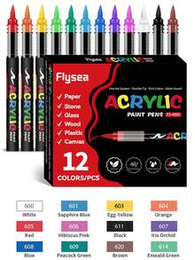 Flysea 6-288 bút marker acrylic lỏng/màu với đầu cọ mềm, bút marker sơn acrylic lông mềm, bút marker acrylic nhiều màu, bút marker vẽ graffiti, bộ văn phòng phẩm đầu nỉ nhân vật hoạt hình, bút màu ghi chú nhân vật nghệ thuật cho học sinh, phù hợp cho vẽ trên vải canvas, vẽ đá, gỗ, đá, thủy tinh, gốm sứ, vẽ vải, đồ thủ công DIY, dụng cụ tựu trường - Nhiều màu - Xem 14