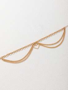 1pc Bohemian Style Metal Geometric Anklet, Multi-Layer Heart-Shaped Handmade Chain, Beautiful Gift Suitable For Teenagers'' Daily Wear - 20014-love - View 6