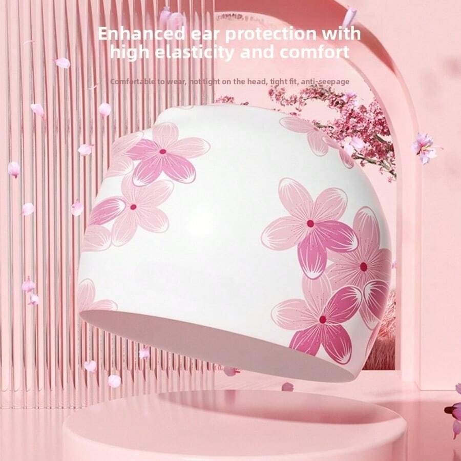 Silicone Swimming Cap For Women, Waterproof, No Pressure, Fashionable Plus Size, Ear Protection, Professional Swim Cap - A - View 1