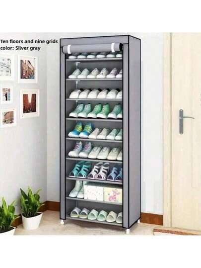 6 Tier Simple Shoe Cabinet, Assembled Floor Standing Shoe Rack, Multi-Layer Dustproof Shoe Shelf, Living Room Entrance Bedroom Dorm Accessories, Home Organization And Storage, Shoes Organizer