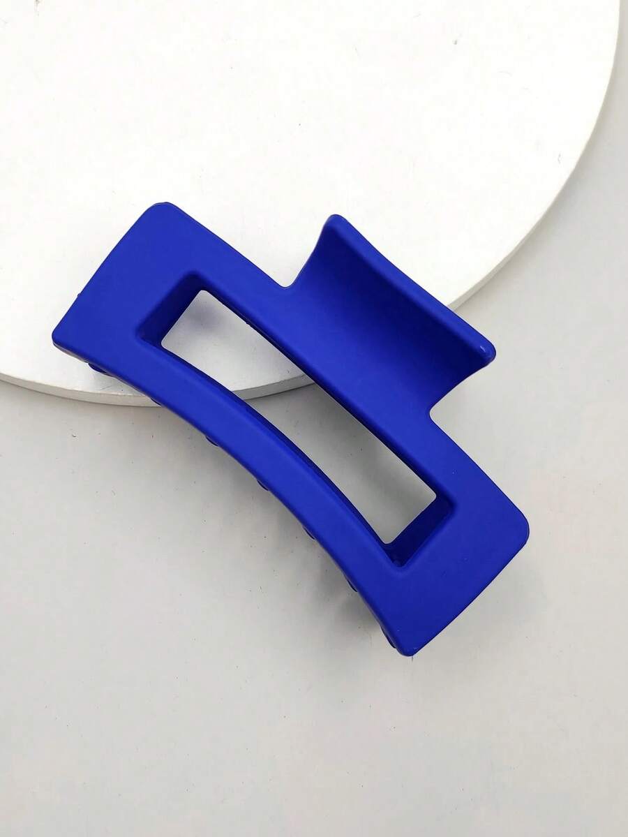 1个哑光塑料镂空长方形发夹，8.5厘米，适合日常佩戴 - 寶藍色 - 查看 1