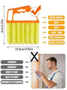 2件套手持式百叶窗/窗户清洁器，通风口清洁器，可拆卸超细纤维除尘罩，适用于空调、汽车通风口、电风扇、家庭、学校、酒店、圣诞节清洁（可选2件套或1件套） - 多色 - 查看 4
