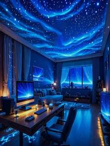 1pc Aurora Starry Sky Projection Lamp, LED Rotating Aurora Ceiling Light, Remote Control Galaxy Projection Lamp, USB Powered Nebula Projection Light, Suitable For Party, Holiday, Valentine's Day, Bedroom, Room, Ceiling, Wall, Living Room, Birthday Decoration - Multi-color light - View 8