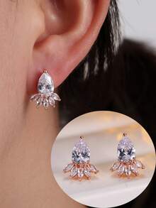 1对女士耳环，精致时尚百搭通勤耳环，优雅高贵的耳环，适合女士日常佩戴 - 耳環 - 查看 7