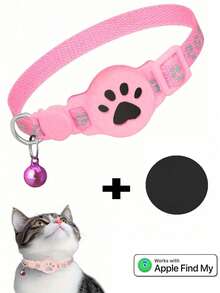 1个可调节反光猫项圈，宠物猫定位项圈，兼容苹果“查找我的追踪器”功能，7-9英寸动物纹反光项圈，可拆卸猫项圈，仅适用于iOS系统，无需App，一键直接使用。 - 彩色 - 查看 13