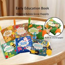 Libro de tela 3D, juguete educativo temprano, reconocimiento de alimentos y animales, libro de tela para bebés - Multicolor - Ver 3