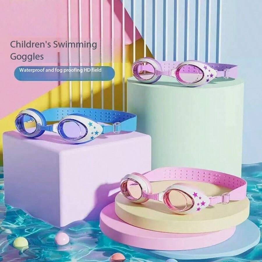 一套儿童防水防雾高清专业潜水游泳镜，适合男孩女孩，包含泳帽和泳镜装备