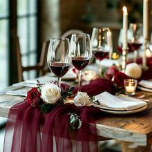 1pc, 10m/16m/30m/50m Burgundy Chiffon Wedding Arch Decor, Transparent Chiffon, Polyester Material, Solid Burgundy Color, Suitable For Wedding Arch, Aisle, Bridal Shower, Chair Back Decor, Ceiling, Banquet, Ceremony, Outdoor Garden Birthday & Anniversary Party, Wedding Decoration, Party Backdrop And Holiday Decor. - View 6