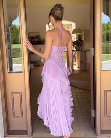 2026 New High-End Chiffon Dress Women With Ruffle Pleat Design, Slimming Mid-Length Dress Formal Womenswear - 紫色 - 查看 5