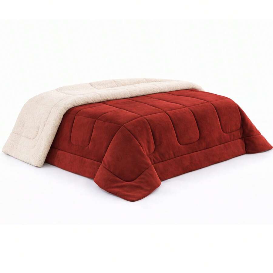Coberdrom Sherpa Queen 2,40x2,20 Dupla Face Inverno Edredom Soft. - Vermelho - Visão 1