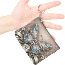 1pc Diamond Painting Kit Mini Bag, Butterfly Series Style, With Asymmetrical Crystal Gemstone DIY Mosaic Art, Includes Keychain, Compact Women Clutch Purse For Outing, Travel - View 17