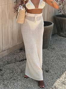 Live To Mo 女士夏季白色镂空性感长裙罩衫，波西米亚风格，适合海滩度假 - 白色 - 查看 6