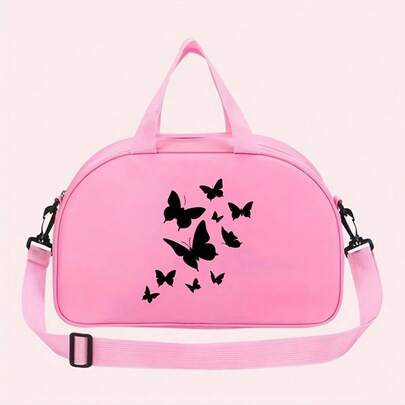 这款时尚大容量女士斜挎包，专为女性设计，蝴蝶图案，尼龙材质，经久耐用，配有可调节肩带和拉链，适合旅行、瑜伽和运动。这款多功能包可用作休闲健身包或运动包。